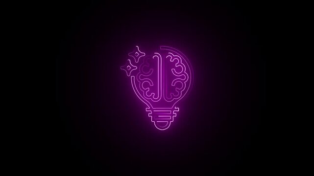 Glowing neon Insight creativity icon isolated on black background. HD Video motion graphic animation
