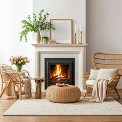 living room with fireplace