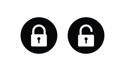 Lock icon set. Padlock open and closed. Locked and unlocked icon. Security symbol. Vector illustration with simple style on white background.