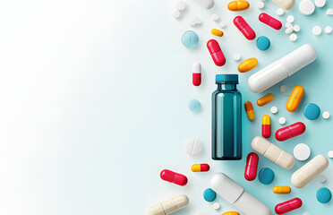 Colorful Pills and Bottle Arrangement
