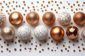 Fototapeta premium White and gold Christmas balls delicately scattered.