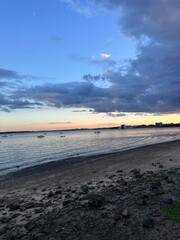 Sunset in Boston over the ocean
