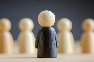Finding the Perfect Candidate Among a Diverse Group of Wooden Figures in a Serene Setting