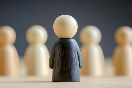 Finding the Perfect Candidate Among a Diverse Group of Wooden Figures in a Serene Setting