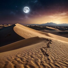 Desert Dunes under Full Moon