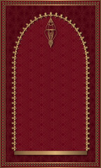 Muslim prayer rug illustration design. Ramadan Greeting card , Muslim and islamic representative window pattern.