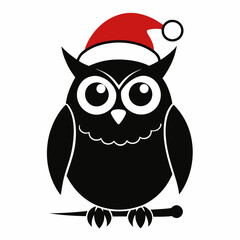 owl on a branch with christmas tree