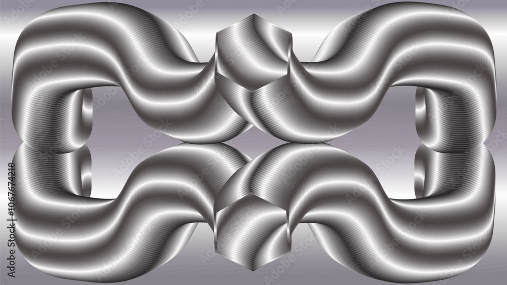 Poster steel metal silver abstract background with hexagonal-faced objects