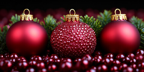 Obraz premium Holiday decorations. Festive Christmas decorations in vibrant colors, New Year celebrations