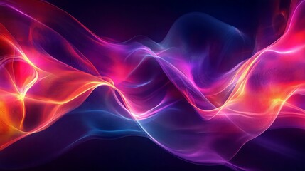 Fototapeta premium An abstract representation of colorful flowing lines with vibrant red, pink, and purple hues, set against a dark black background, creating a dynamic visual art piece.