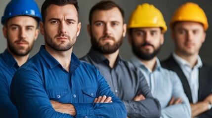 A Diverse Group of Highly Skilled Professionals Dressed in Construction Gear and Stylish Business Attire