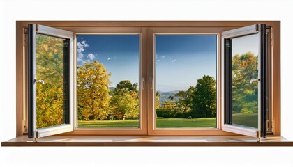 modern and minimal house window for interior decoration isolated on background open office glass window frame