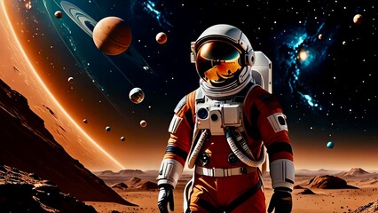 The galaxy, the space, and the astronaut. Vector abstract images of the sky and planets. illustrations for the banner, background, and poster
