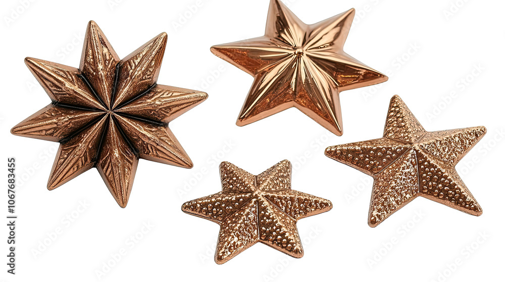 Poster golden stars collection isolated on a transparent background generative ai