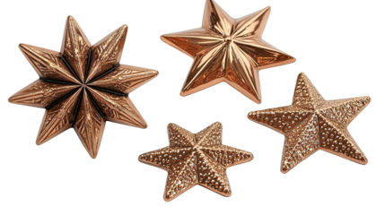 Golden Stars Collection Isolated on a Transparent Background Generative AI