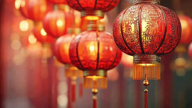 Background template with Chinese pattern in red. 