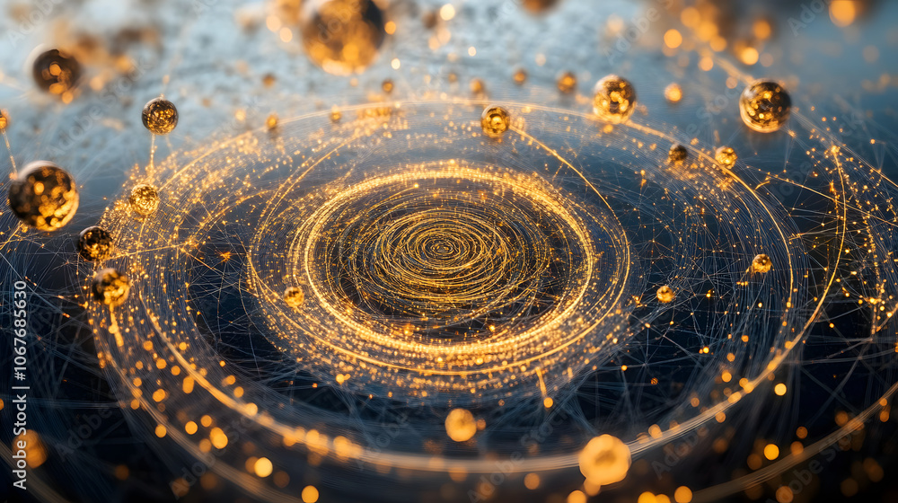 Poster entanglement: an abstract image showing the infinite connections and complexity of quantum physics t