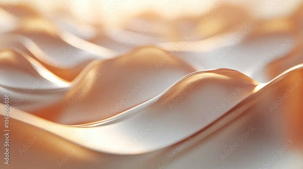 Poster gradient fabriclike waves with iridescent glass surface effects featuring ripples and reflections in