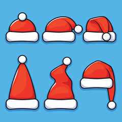 Santa Claus hat collection, Santa's design elements, clip art