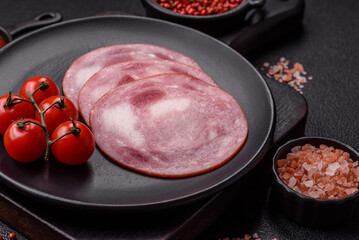 Ham cut into slices with salt and spices