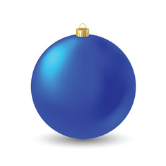 Christmas ball isolated. Blue colored new Year tree decoration. Holiday celebration design element.