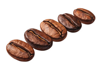 Obraz premium Panoramic coffee beans isolated on white and transparent background, png, wide, copy space
