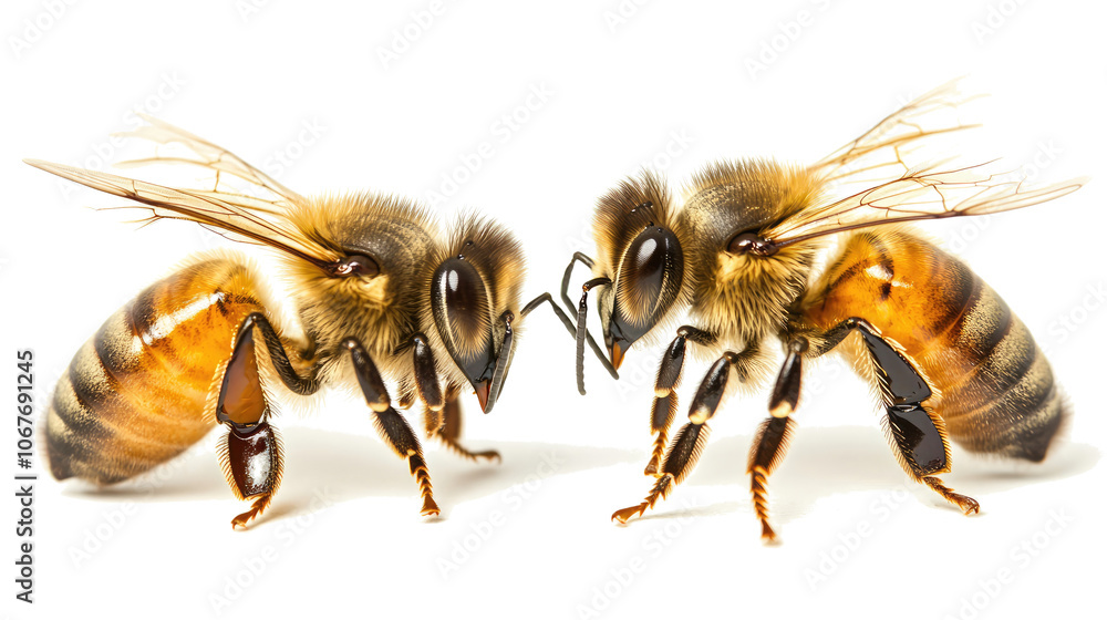 Aufkleber side views of honey bees highlighting their features generative ai