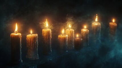 Burning Candles in Smoke.