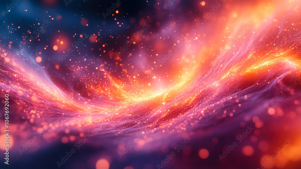 Poster ethereal cosmic nebula: vibrant abstract 3d render of fantasy outer space with glowing particles and
