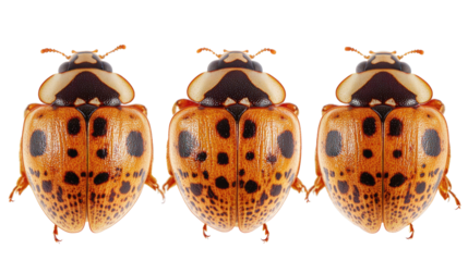 Ladybugs With Unique Patterns on White Background Generative AI