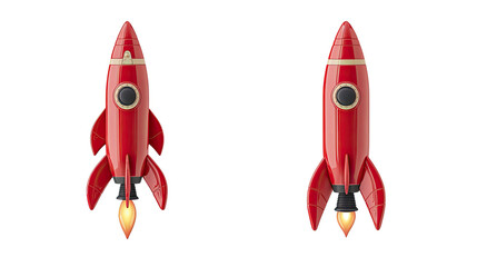 Bright Red Rockets Launching Against a Transparent Background Generative AI
