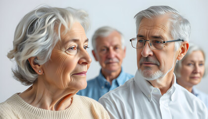 Dementia in senior people. Memory loss. Awareness of Alzheimer's, Parkinson's disease, stroke, seizure, or mental health. Neurology and Psychology care. Science and medicine concept isolated with wh