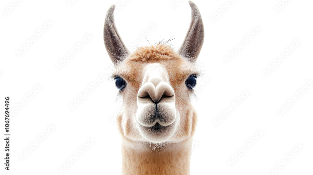 Poster llama portrait collection showcasing unique standing animal features generative ai