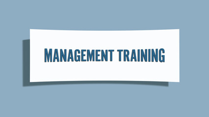 Management Training. A card isolated on blue background.