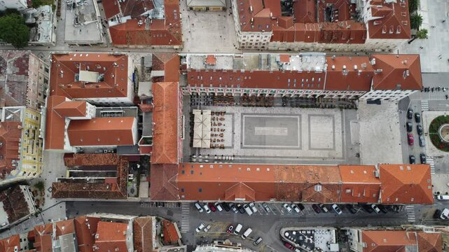 Split city center from birds eye view