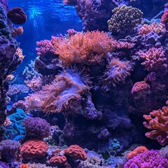 Vibrant underwater scene showcasing colorful coral reefs and marine life.