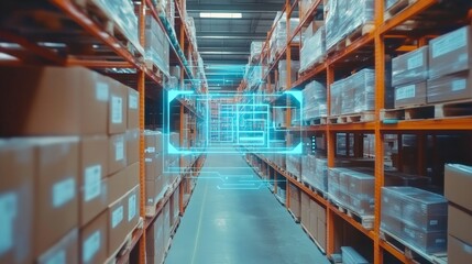 Fototapeta premium A futuristic warehouse that features advanced technology and innovative logistics solutions for efficiency