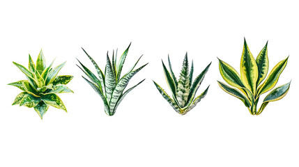 Collection of Modern Indoor Plants on a Transparent Background Generative AI