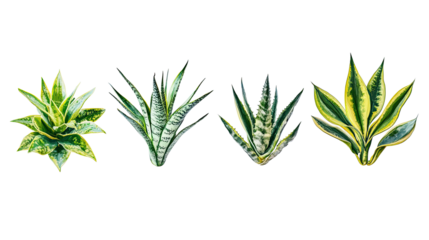 Collection of Modern Indoor Plants on a Transparent Background Generative AI