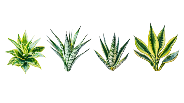 Collection of Modern Indoor Plants on a Transparent Background Generative AI
