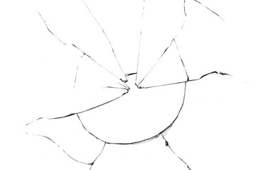Texture of broken glass on a transparent background