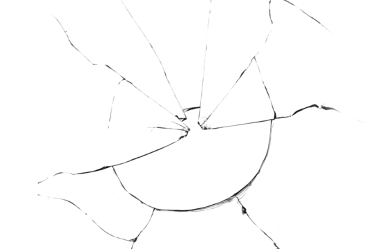 Texture of broken glass on a transparent background