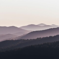Misty Mountain Range Silhouette