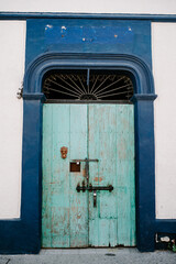 Turquoise Door with Rustic Texture and Blue Trim, San Jose Del Cabo, Mexico