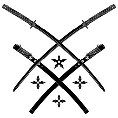 Katanas crossed with shuriken weapons from Japan © DeibyVargas