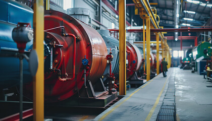 Fototapeta premium Modern boiler room. Equipment for heating system