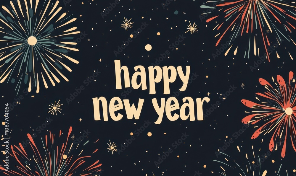 Poster fireworks on a black background with the text 