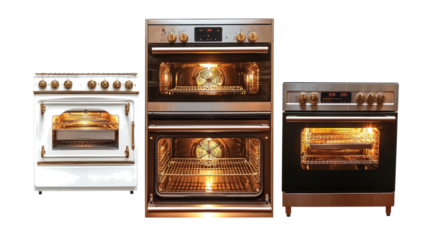 Collection of Kitchen Ovens on a Transparent Background Generative AI