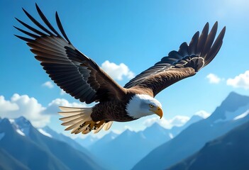 Obraz premium digital art of an eagle flying between mountains
