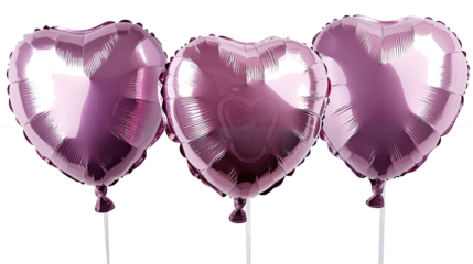 Heart-shaped Pink Balloons Set Isolated on a Transparent Background Generative AI